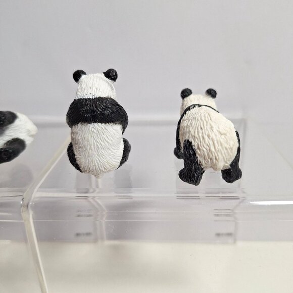 Safari Ltd Panda 4 Figures Miniature 2" Standing Sitting Holding Eating Bamboo - Picture 8 of 11